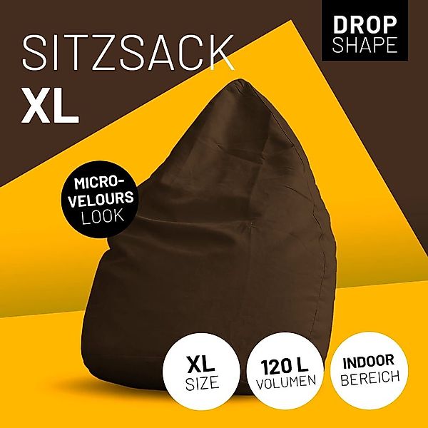 Lumaland Sitzsack Luxury XL Sitzsack (1 St), Microvelours Beanbag extra wei günstig online kaufen
