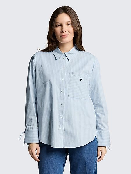 TOM TAILOR Langarmbluse Blusen & Shirts Oversize Hemdbluse mit Herz-Sticker günstig online kaufen