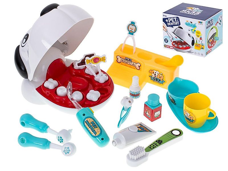 Ikonka Lernspielzeug Zahnarzt-Spielset Hund mit Lichtspiegel, Zubehör und L günstig online kaufen