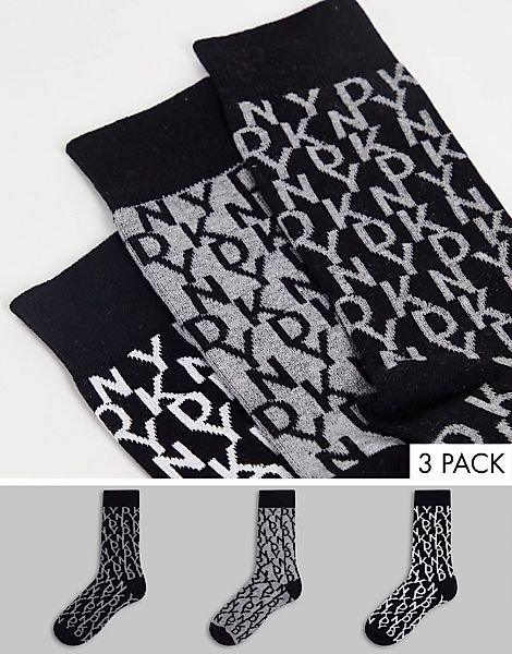 DKNY ‑ 3er-Pack Socken mit Logo in Schwarz günstig online kaufen