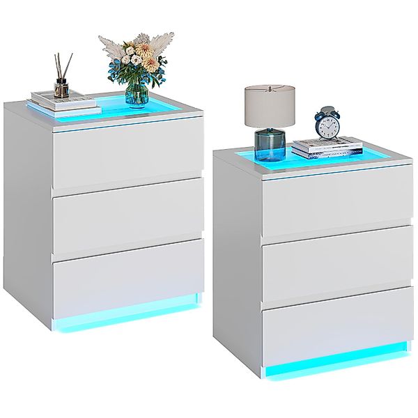 MSMASK Nachttisch mit LED-Beleuchtung, Beistelltisch, 3 günstig online kaufen