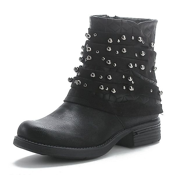 Pogolino ST016 Bikerboots Damen Nieten Stiefeletten Biker Boots leicht gefü günstig online kaufen