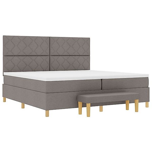vidaXL Bett Boxspringbett mit Matratze & Bank Taupe 200x200 cm Stoff (2-tlg günstig online kaufen