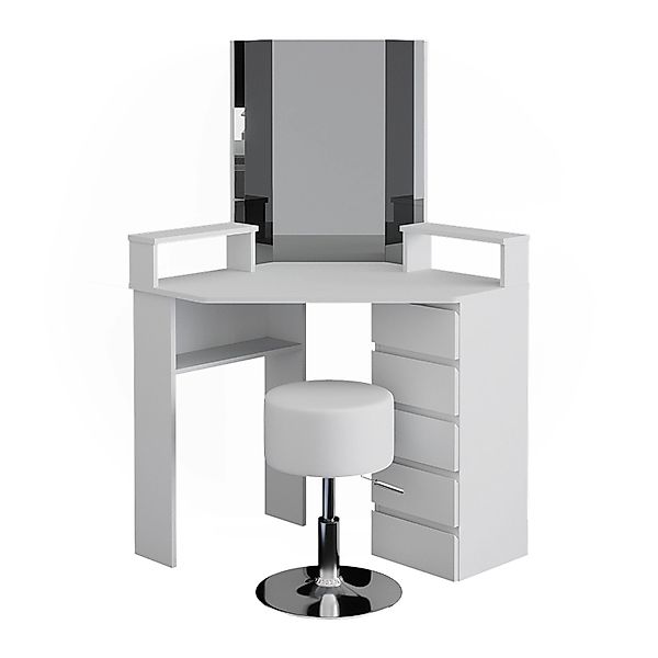 Vicco Eckschminktisch Tilda Weiß/Weiß 113.3 cm mit Hocker günstig online kaufen