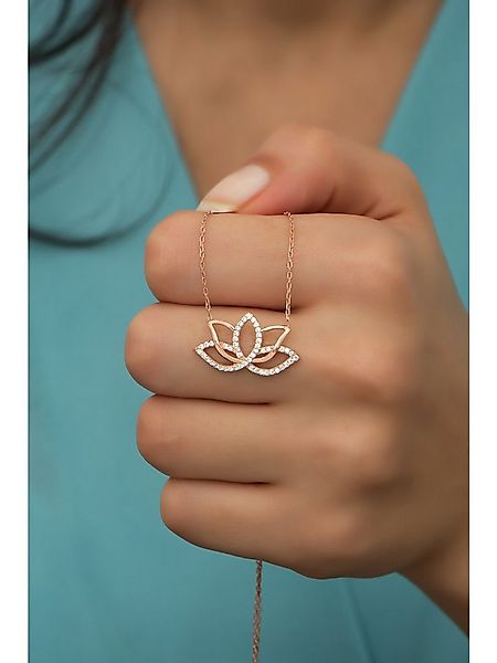 Nisan Ohrring-Set, Sterling Silber Lotusblume Halskette mit Zirkonia – Rosé günstig online kaufen