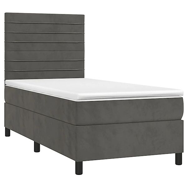 vidaXL Boxspringbett mit Matratze & LED Dunkelgrau 90x190 cm Samt 3136156 günstig online kaufen