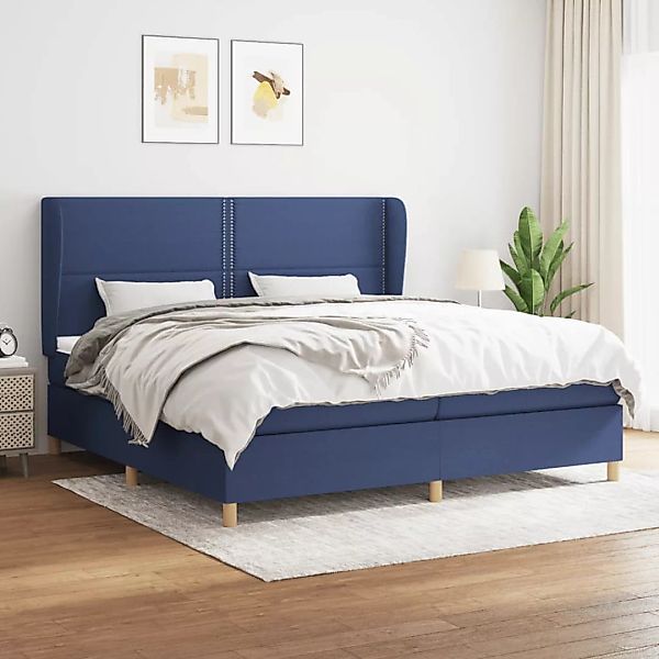 Vidaxl Boxspringbett Mit Matratze Blau 200x200 Cm Stoff günstig online kaufen