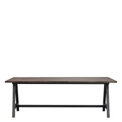 Hochwertiger Küchentisch in Eiche Braun Metallgestell in A Form günstig online kaufen