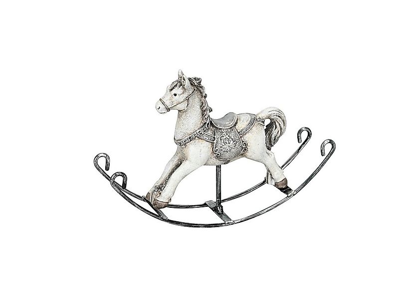 finehomegarden Dekofigur Schaukelpferd weiß/silber Polyresin Pferd H12cm+16 günstig online kaufen