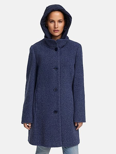 Manisa Wolljacke mit Stehkragen und Kapuze, in Tweed-Optik günstig online kaufen