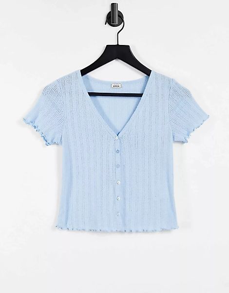 Pimkie – T-Shirt mit Knöpfen vorne in Blau günstig online kaufen