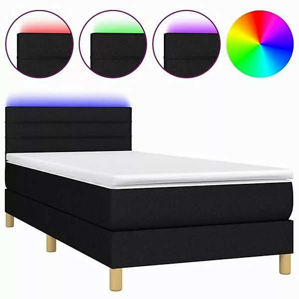 vidaXL Boxspringbett Boxspringbett mit Matratze LED Schwarz 80x200 cm Stoff günstig online kaufen