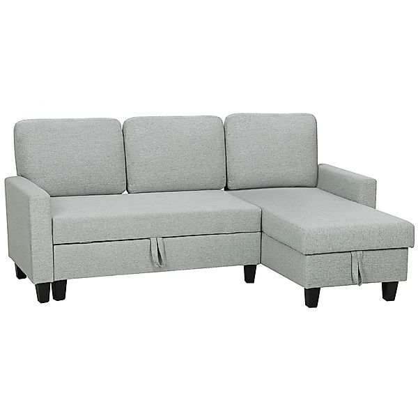 HOMCOM Eck-Schlafsofa wendbar, 3-Sitzer 197 cm, Ottomane mit Stauraum, abne günstig online kaufen