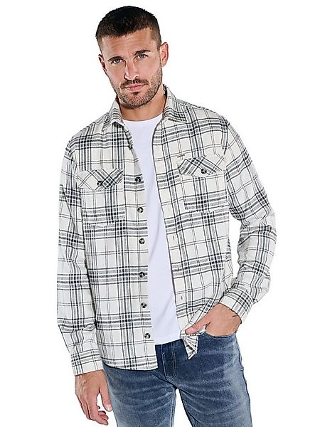 emilio adani Langarmhemd emilio adani Herren Overshirt kariert, Naturweiss günstig online kaufen