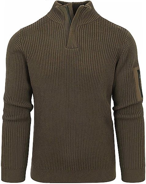Suitable Half Zip Wollpullover Dunkelgrün - Größe XXL günstig online kaufen