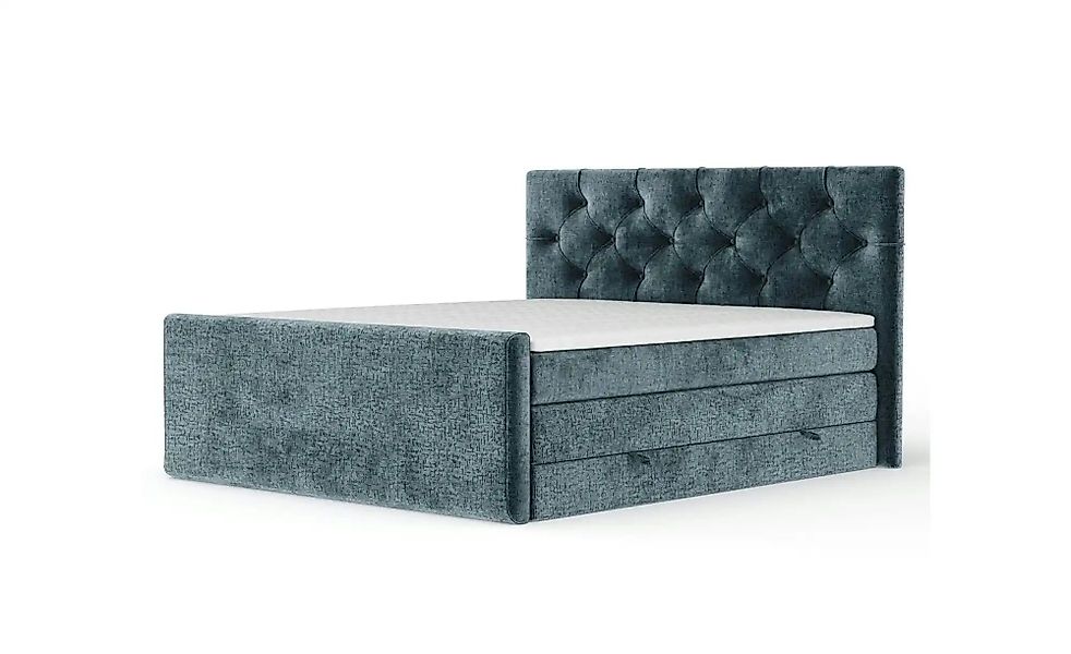 Boxspringbett mit Stauraum   ¦ blau ¦ Maße (cm): B: 162 H: 118 Betten > Kom günstig online kaufen