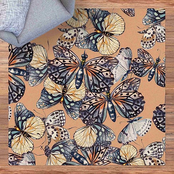 Kork-Teppich Schwarm von Schmetterlingen Nachtfalter günstig online kaufen