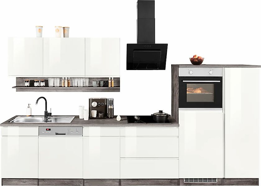 HELD MÖBEL Küchenzeile "Virginia", Breite 350 cm, mit Glaskeramik-oder Indu günstig online kaufen