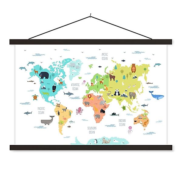MuchoWow Poster Weltkarte - Tiere - günstig online kaufen
