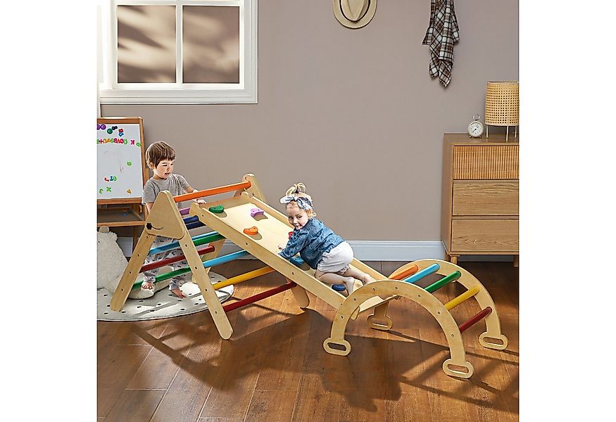 AIYAPLAY Klettergerüst 5 in 1 Set mit Rutsche, aus Holz, (Kletterspielzeug, günstig online kaufen