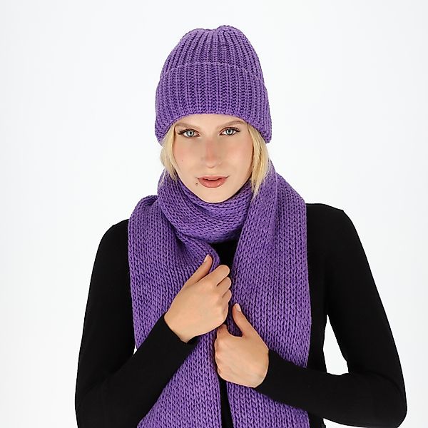 halsüberkopf Accessoires Strickmütze Grobstrickmütze mit breitem günstig online kaufen