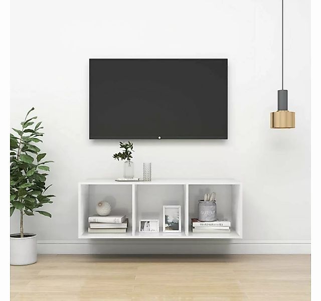 furnicato TV-Schrank TV-Wandschrank Hochglanz-Weiß 37x37x107 cm Holzwerksto günstig online kaufen