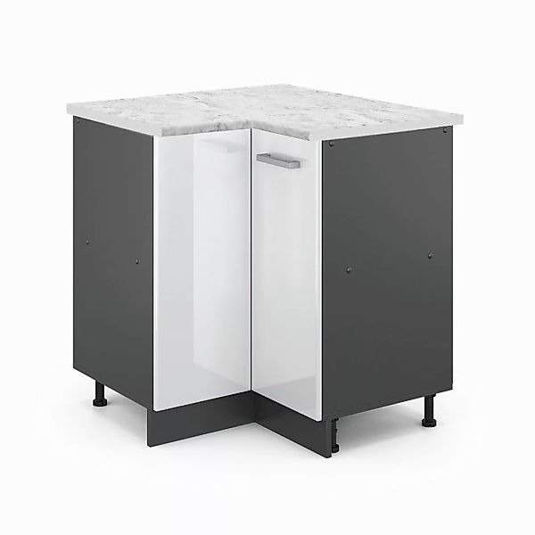Vicco Eckunterschrank R-Line, Weiß Hochglanz/Anthrazit, AP günstig online kaufen