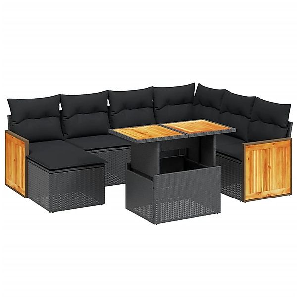 vidaXL 8-Tlg Garten-Sofagarnitur mit Kissen Schwarz Poly Rattan 3274072 günstig online kaufen