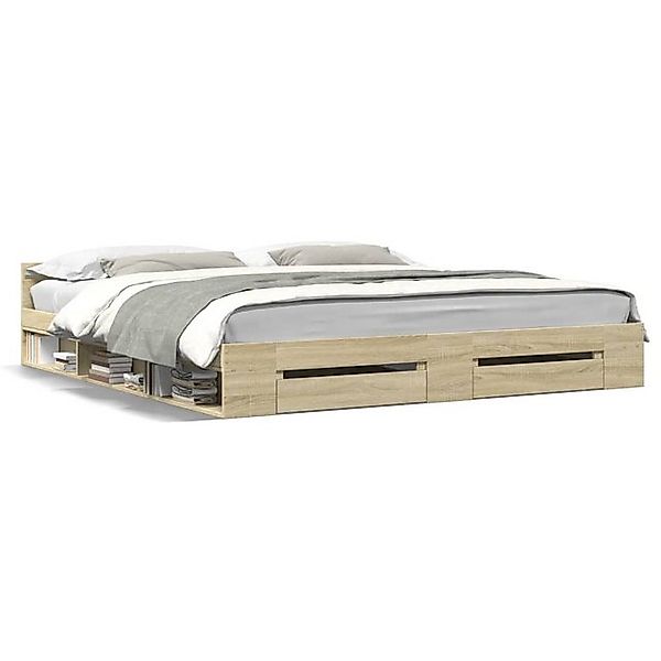 vidaXL Bett Bettgestell mit Schubladen Sonoma-Eiche 180x200cm Holzwerkstoff günstig online kaufen