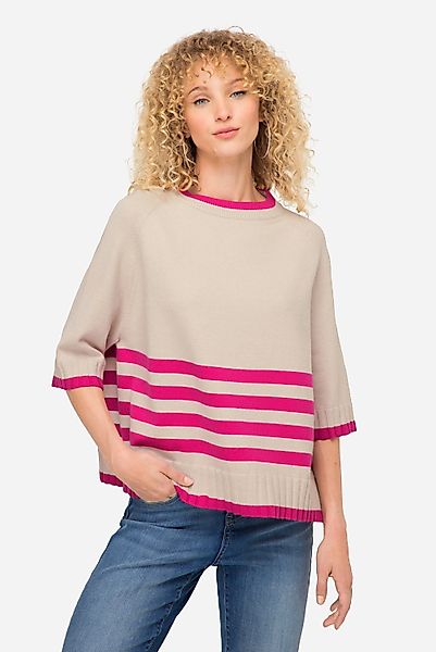 Laurasøn Strickpullover Pullover Stehkragen 3/4-Ärmel Ringel günstig online kaufen