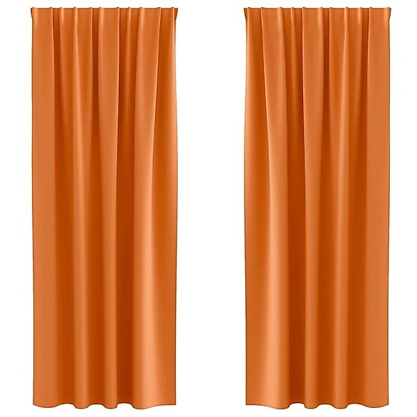 vidaXL Verdunkelungs-Vorhänge mit Ringen Helles Orange Polyester 4107512 günstig online kaufen