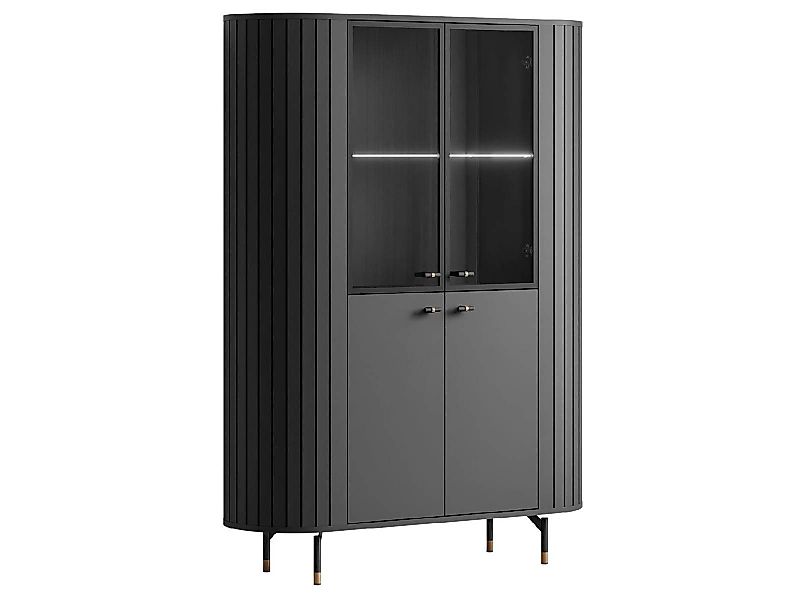 yourhouse24 Glasvitrine ELODIE mit LED-Beleuchtung Schwarz, günstig online kaufen