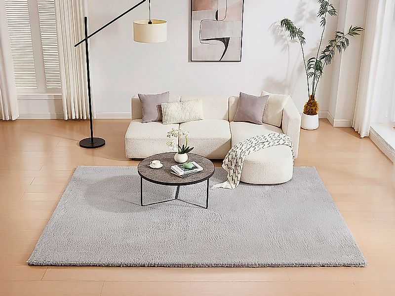 Hochflorteppich in Pelz-Optik - 200 x 290 cm - Grau - BUNNY günstig online kaufen