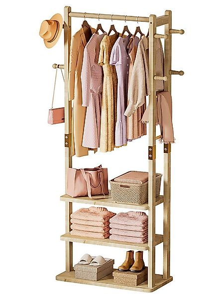 Yorbay Kleiderständer Garderobenständer aus Massivholz mit Ablagebrettern & günstig online kaufen