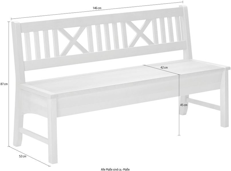 massivline&more Truhenbank "Bodensee" 1 Stk. tlg. Breite 166 cm günstig online kaufen
