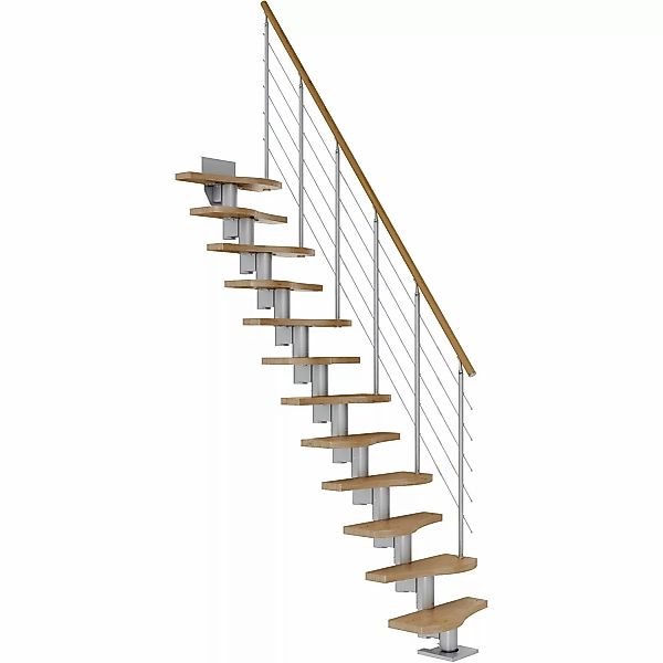 Dolle Mittelholmtreppe Basel Eiche Perlgrau GH bis 276 cm Variabel 64 cm FS günstig online kaufen