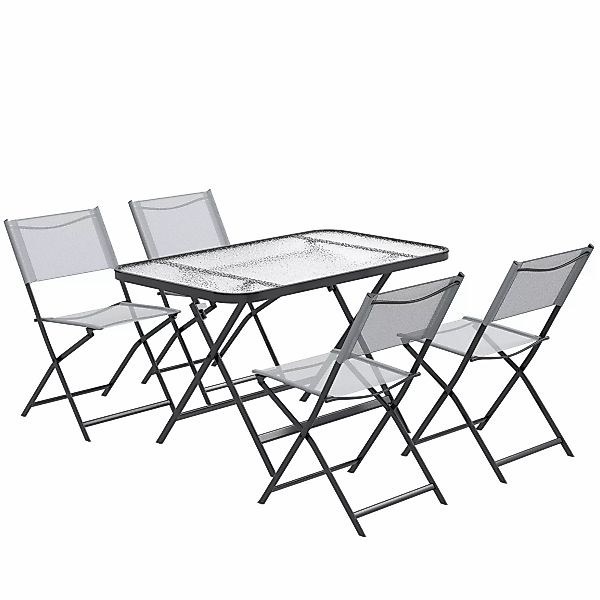 Outsunny Gartenmöbelset 4 Stühle + 1 Gartentisch 5-teilig klappbar Stühle T günstig online kaufen