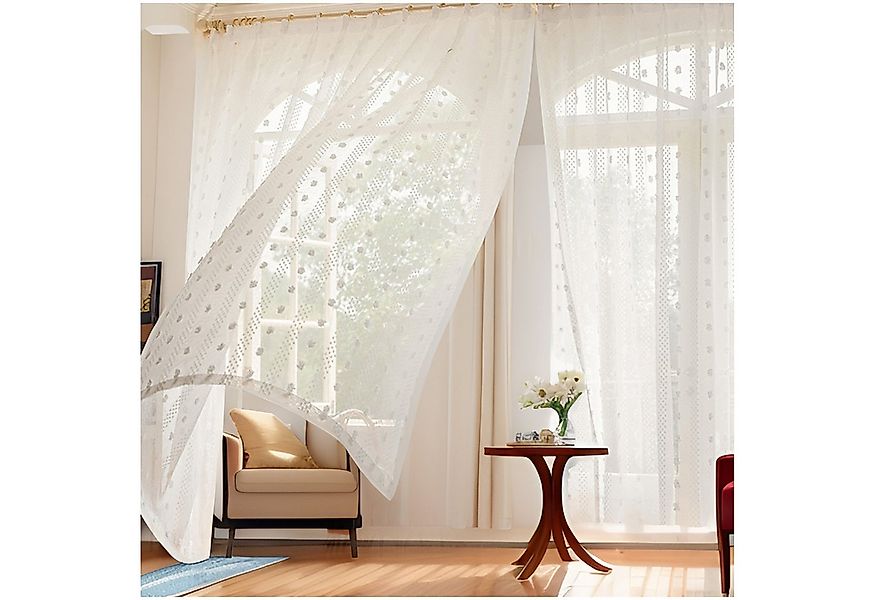 Qelus Gardine Fenster Vorhang Transparent Pompom Vorhänge Gardinen Wohnzimm günstig online kaufen