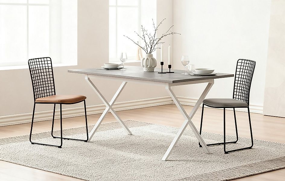 B&D home Esstisch SAMUEL, Metallgestell schwarz oder weiß, 120x60cm,platzsp günstig online kaufen