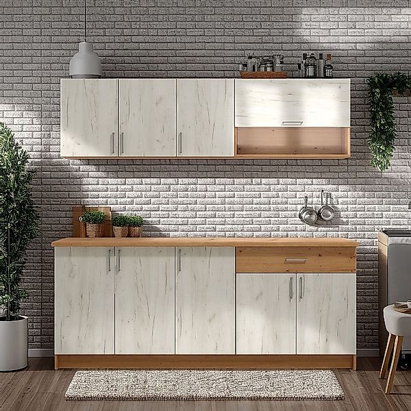 Homestyle4u Küchenzeile 200 cm ohne Geräte günstig online kaufen
