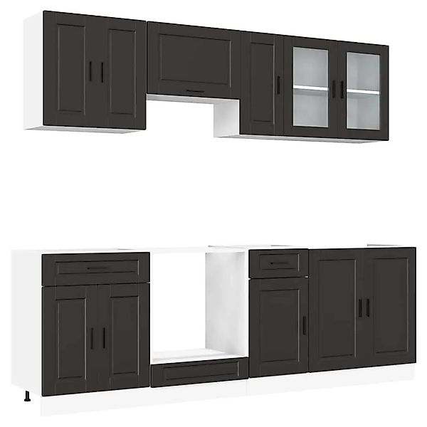vidaXL 8 Tlg Küchenschrank-Set Porto Schwarz Holzwerkstoff 3314842 günstig online kaufen