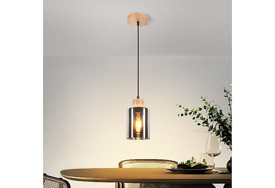 Nettlife Pendelleuchte Holz esstisch Vintage 1/3/4 flammig E27 Esszimmerlam günstig online kaufen