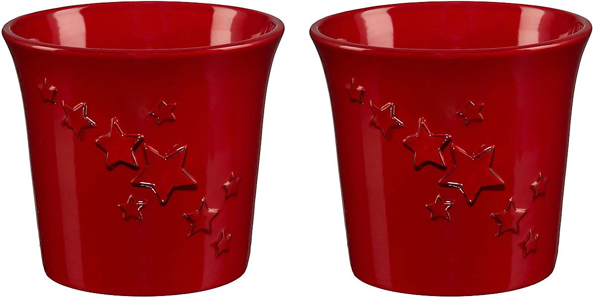 Creativ deco Übertopf Weihnachtsdeko rot (2 günstig online kaufen