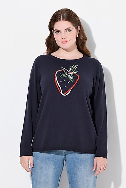Ulla Popken Strickpullover Pullover Fruchtmotiv Rundhals günstig online kaufen