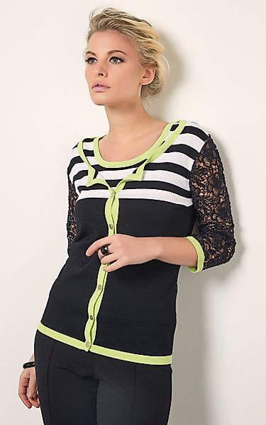 Passioni 2-in-1-Strickjacke Twinset mit weißen Streifen günstig online kaufen