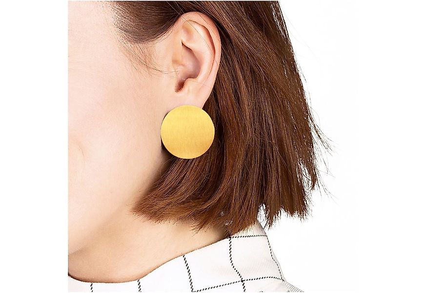 ALEXASCHA Paar Ohrstecker Große runde Ohrringe aus gebürstetem Edelstahl • günstig online kaufen