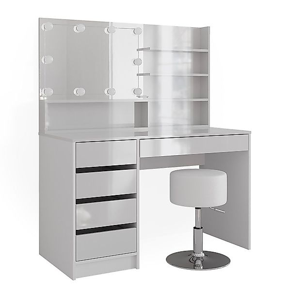 Vicco Schminktisch Sherry, Weiß Hochglanz, 120cm günstig online kaufen