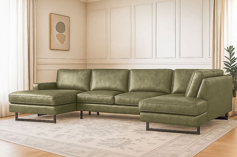 Home affaire Wohnlandschaft "Pinto, 350 cm, U-Form, XXL, mit Ottomanen" Cor günstig online kaufen