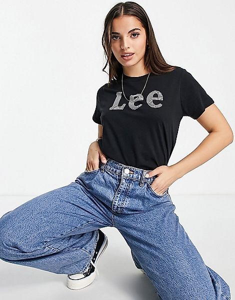 Lee Jeans – T-Shirt in Schwarz mit Logo vorne günstig online kaufen