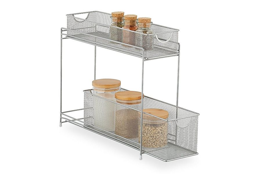 relaxdays Küchenregal Metall Küchenschrank Organizer, silber günstig online kaufen
